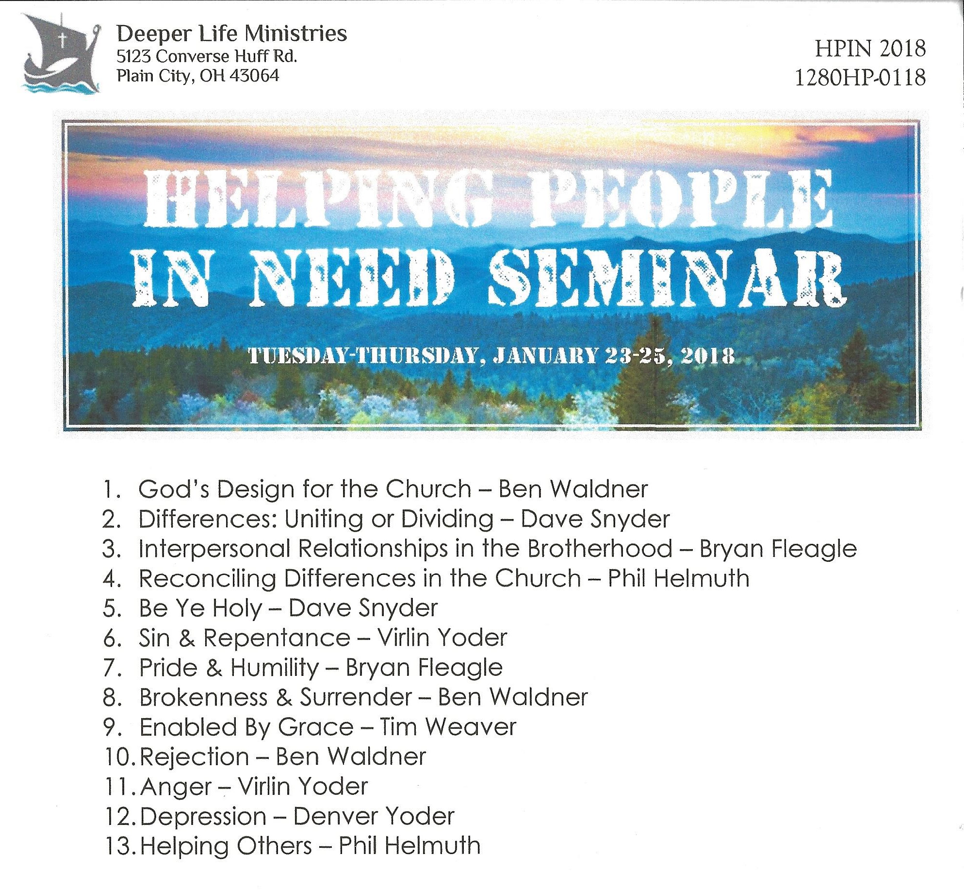 HELPING PEOPLE IN NEED SEMINAR 2018 Various Speakers